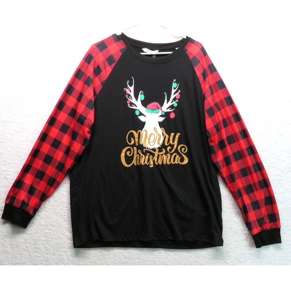 PatPat T Shirt‎ Mens Size Extra Large Merry Christmas Ragland Buffalo Plaid New